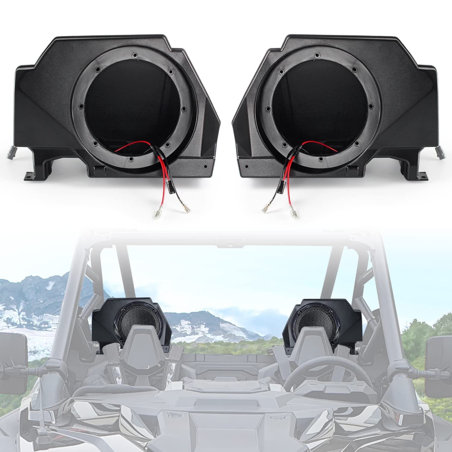 CPOWACE 6.5 inch Speaker Pod Enclosures Kit Compatible with Polaris RZR PRO XP XP4 2020 2021 2022 2023 2024 Accessories Waterproof Speaker Mount Enclosure Panel (2PCS,LH+RH)