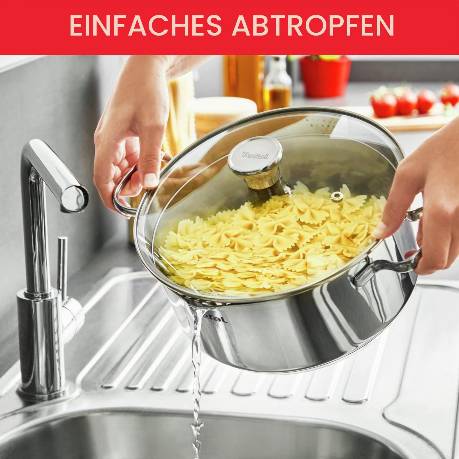 Tefal Duetto On A705S636 Kochgeschirr, Kochtopf 16 cm, Kochtöpfe 20/24 cm, Glasdeckel, Induktion, Edelstahl 18/10, 10 Jahre Garantie, 3-lagige Basis, Duetto On A705S636