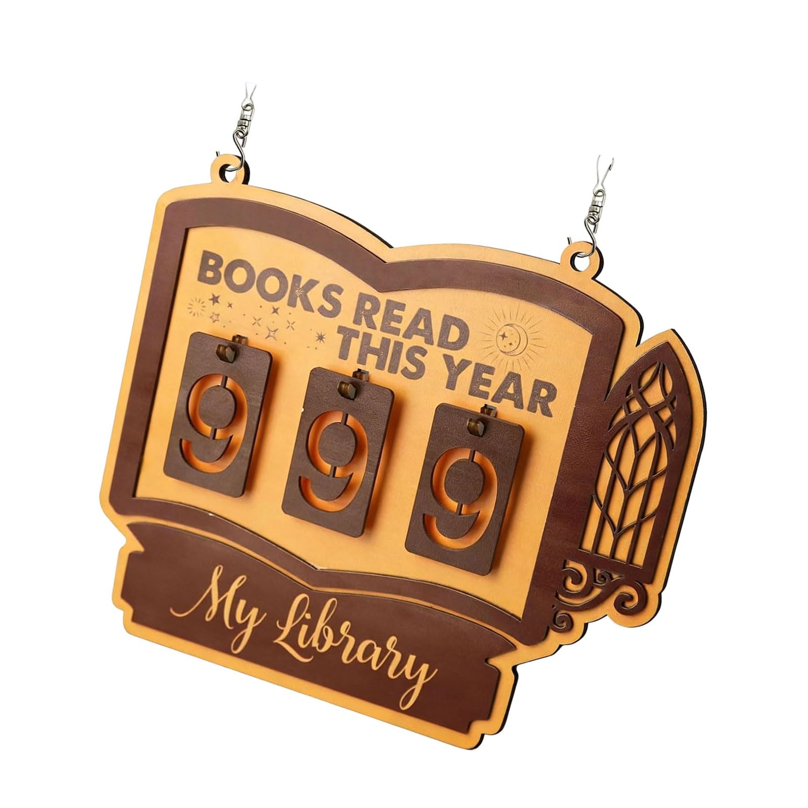 Books Read This Year Counter for Reading Challenge, Books Read Trackers Sign Book Lover Gift Wooden Bookshelf Decors Book Counter Trackers Sign