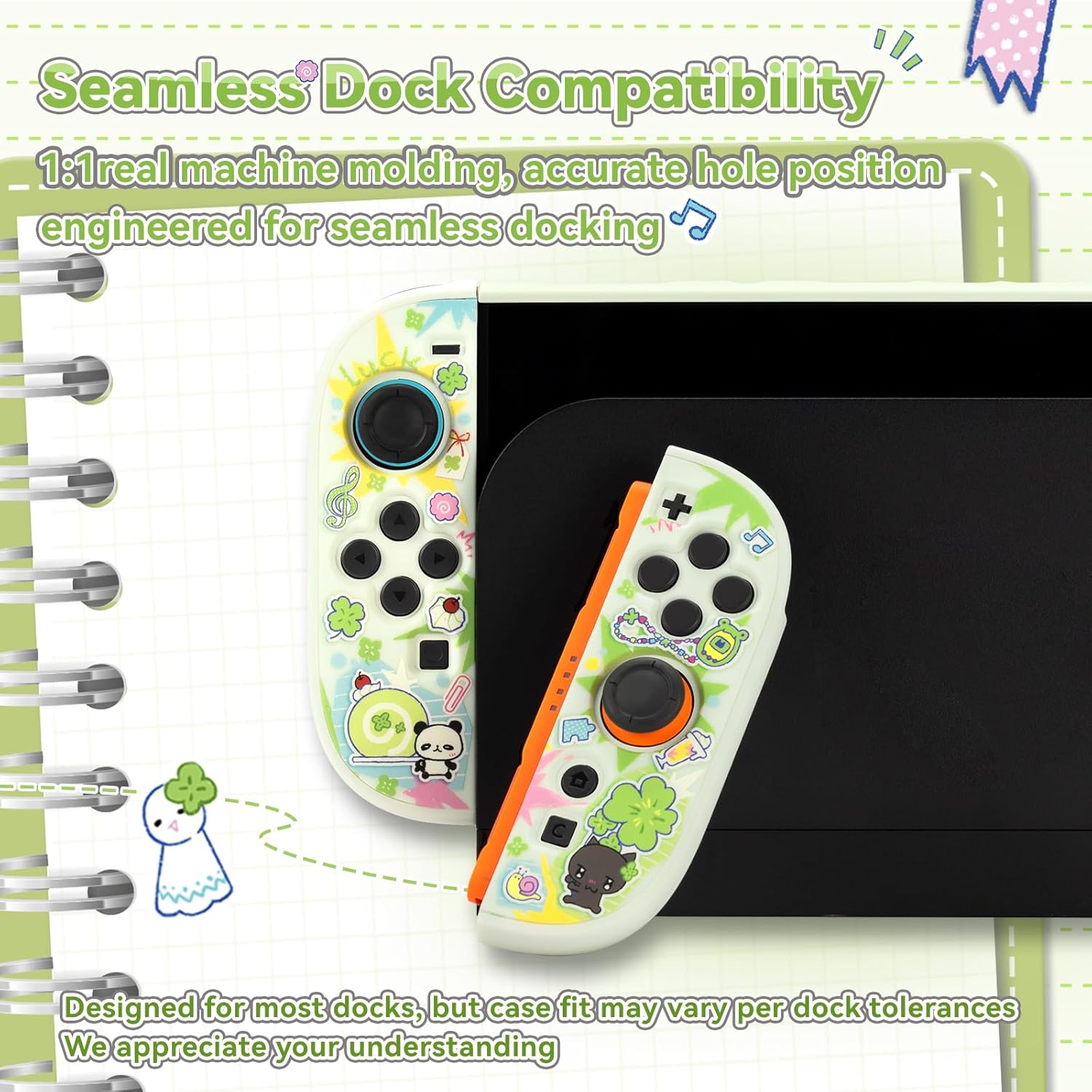 GeekShare Slim Protective Case Compatible with Switch 2 (2025), Anti-Scratche and Shock-Absorption Dockable Hard Shell for Switch 2 Game Console - Lucky Clover Memo - Image 3