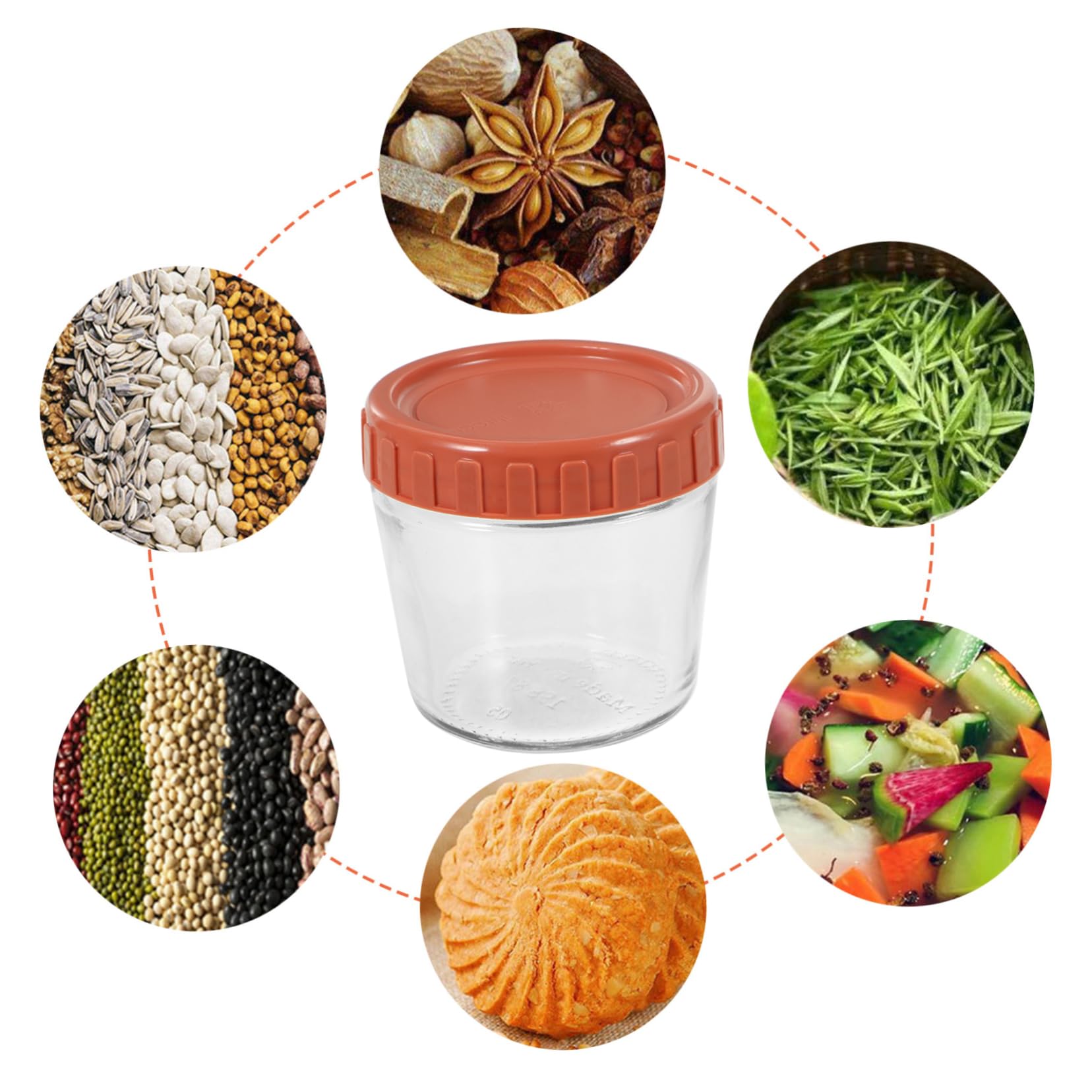 4 piezas Recipientes de Almacenamiento de Vidrio con Tapa y Apilables Tarros de Almacenamiento Reutilizables para Especias y Incluye Funda de Sellado