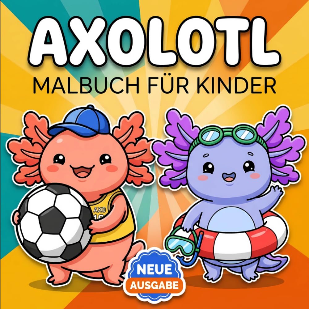 Axolotl Malbuch: Über 60 Niedliche Und Fröhliche Motive Für Kinder, Teens Und Kreative Stunden Zu Hause