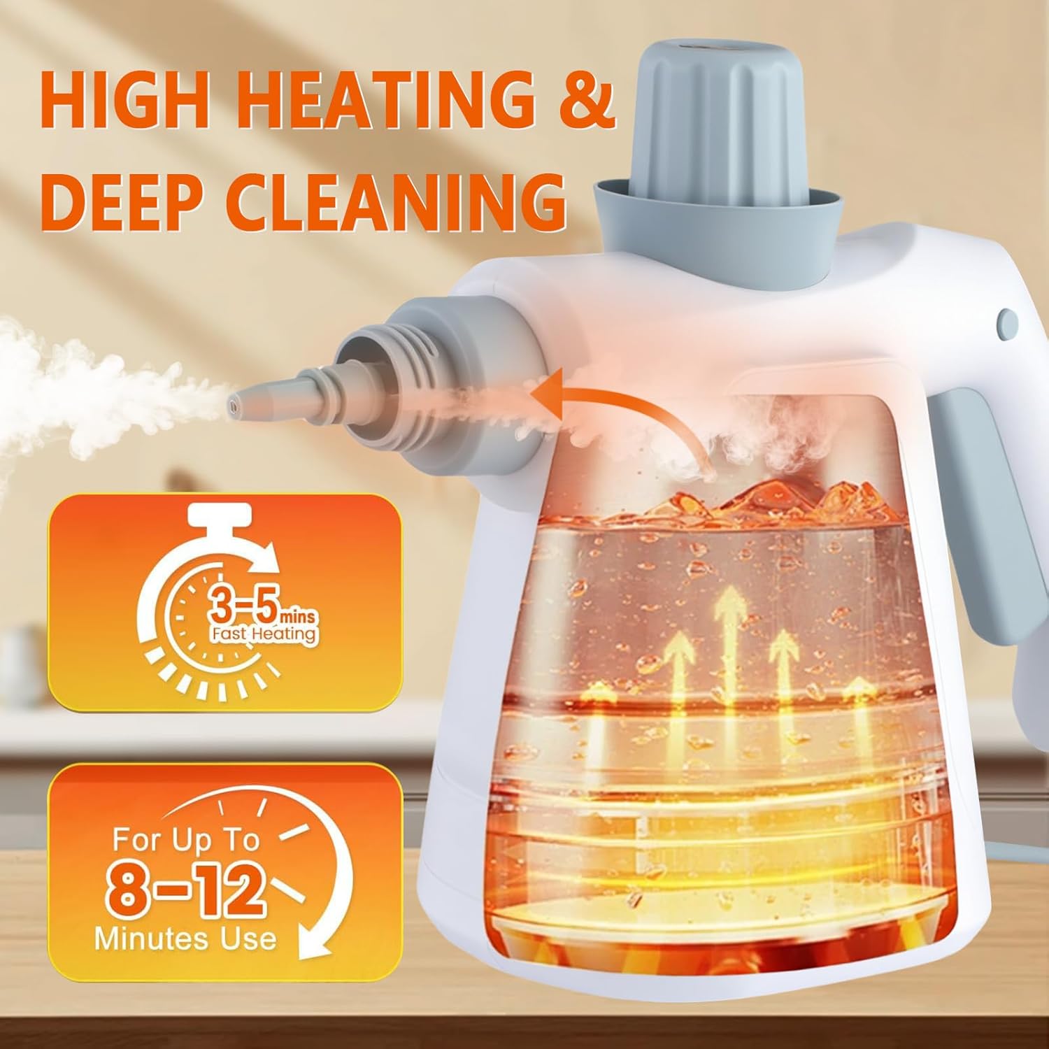 Pressurized Steam Cleaner, Handheld Multi-Surface Steamer with 11 Accessories & Steam Lock, 350ml Tank for Home, Car, Kitchen, Bathroom, Windows – Chemical-Free Deep Cleaning - Image 6