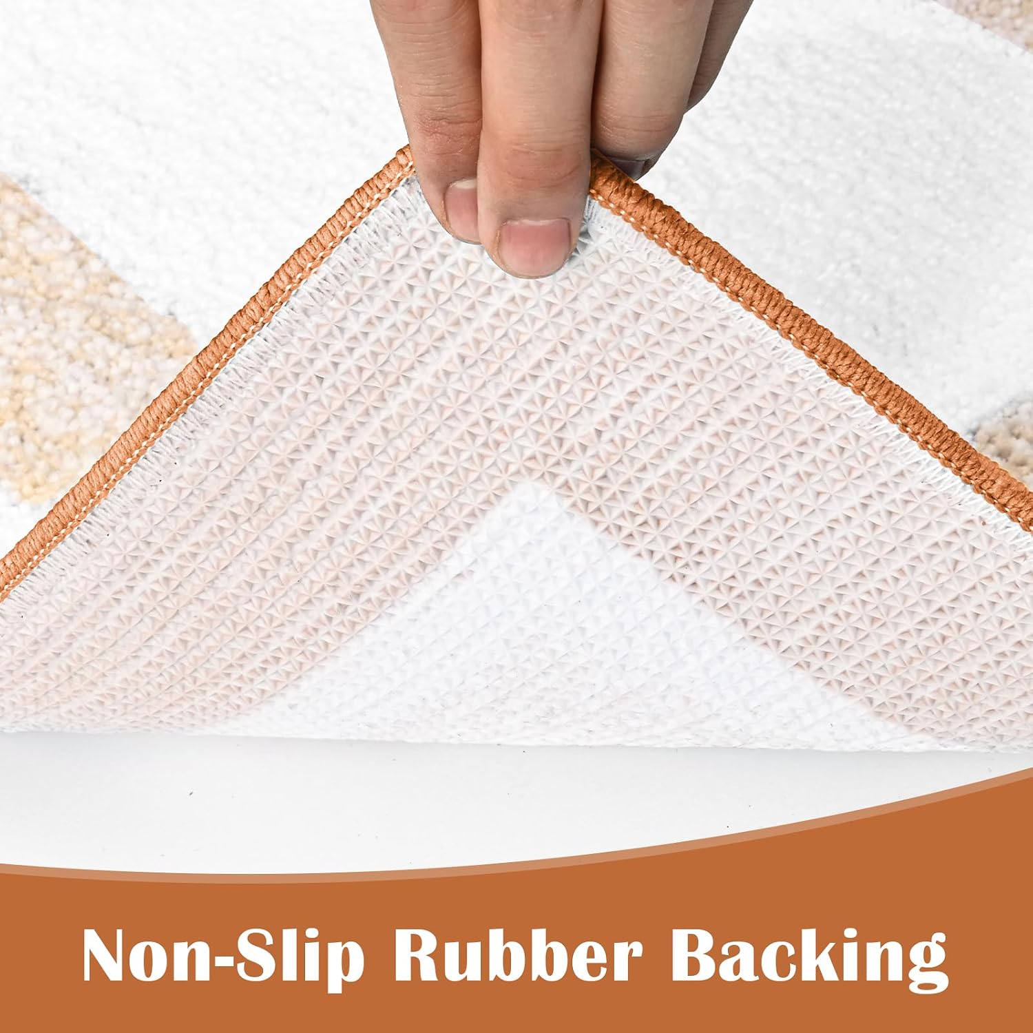 Yinhua Fall Bathroom Rugs Sets 3 Piece, Modern Absorbent Bathroom Rugs Non Slip Washable Bath Mat Soft, Shower Rug U Shaped Toilet Mats for Floor, Home Decor, Orange
