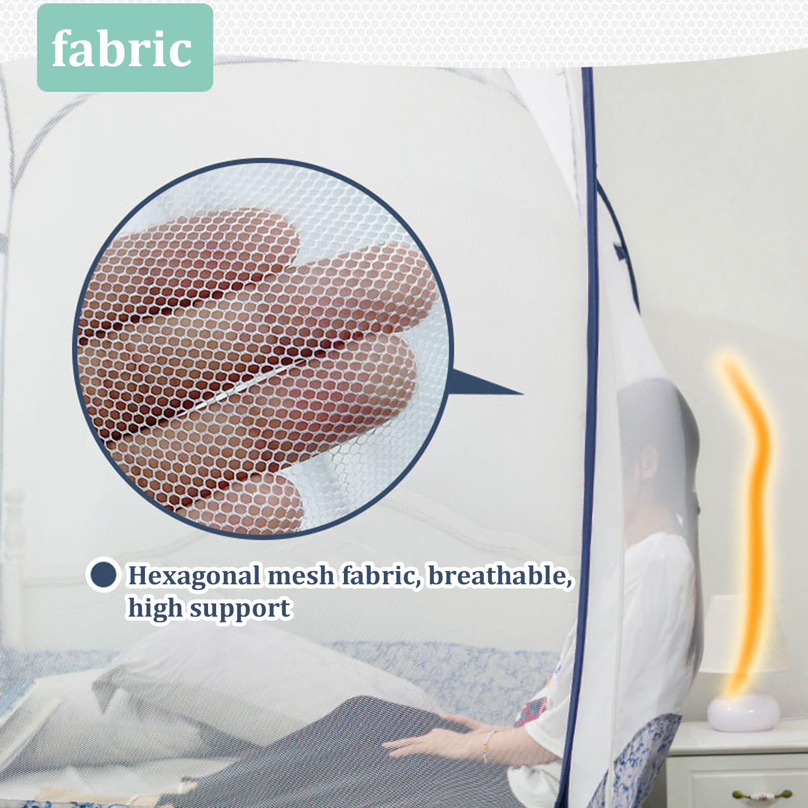 Mosquitera para cama, protección de 360°, diseño de doble puerta, estilo de cremallera transpirable, decoración del hogar, dormitorio, cortinas de cama desplegable para defensa contra insectos