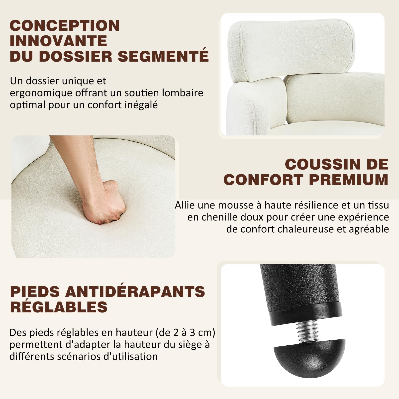 Hellove Chaise Salle a Manger Beige Lot de 1, Chaise de Cuisine avec Accoudoirs, Fauteuil Salon à Pieds croisés Rembourrée, Moderne Dining Chair avec Pied en Métal pour Chambre Cuisine Coiffeuse