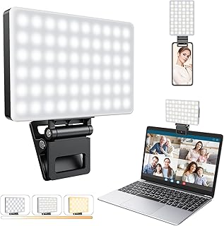 Selfie Light Phone Ring Light, 3000-6500K Dimmable LED Rechargeable Video Conference Lighting for Tiktok Zoom Make-up Vlog, Portable Clip-on Photo Fill Light for iPhone iPad Computer Laptop Webcam