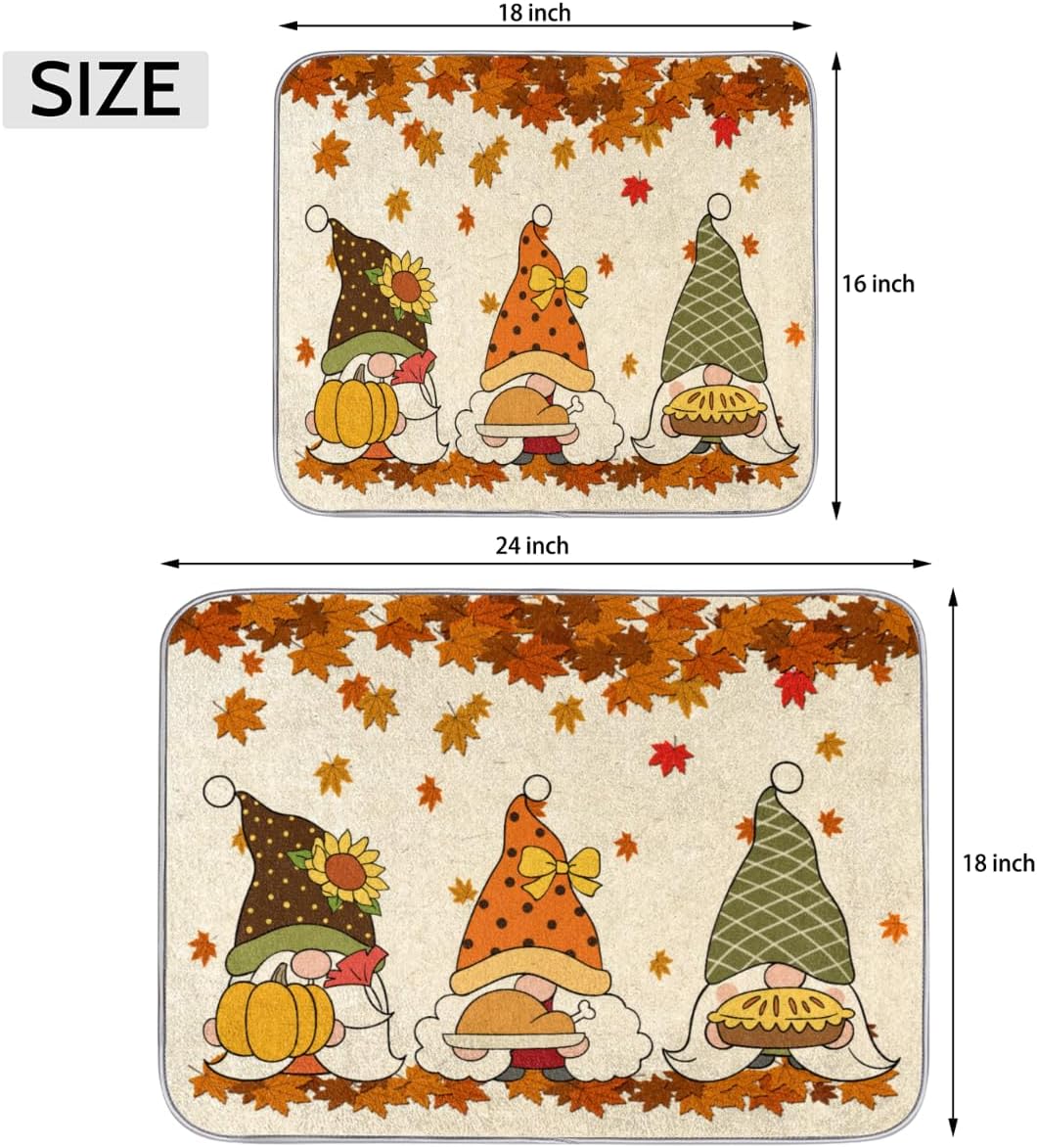Thanksgiving Day Gnome Dish Drying Mat 18 X 24in
