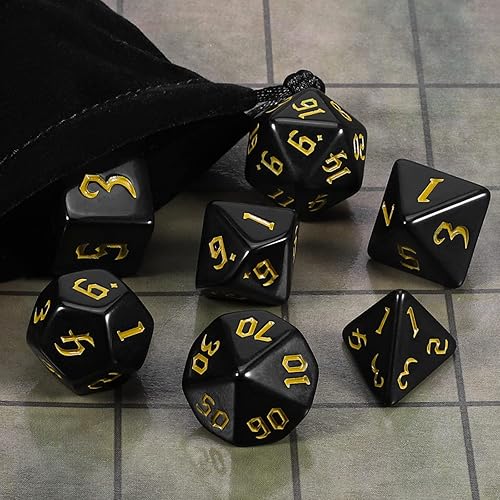 Miniatura 6 de CiaraQ DND - Juego de dados poliédricos con bolsa de dados para juegos de rol de Calabozos y Dragones RPG MTG