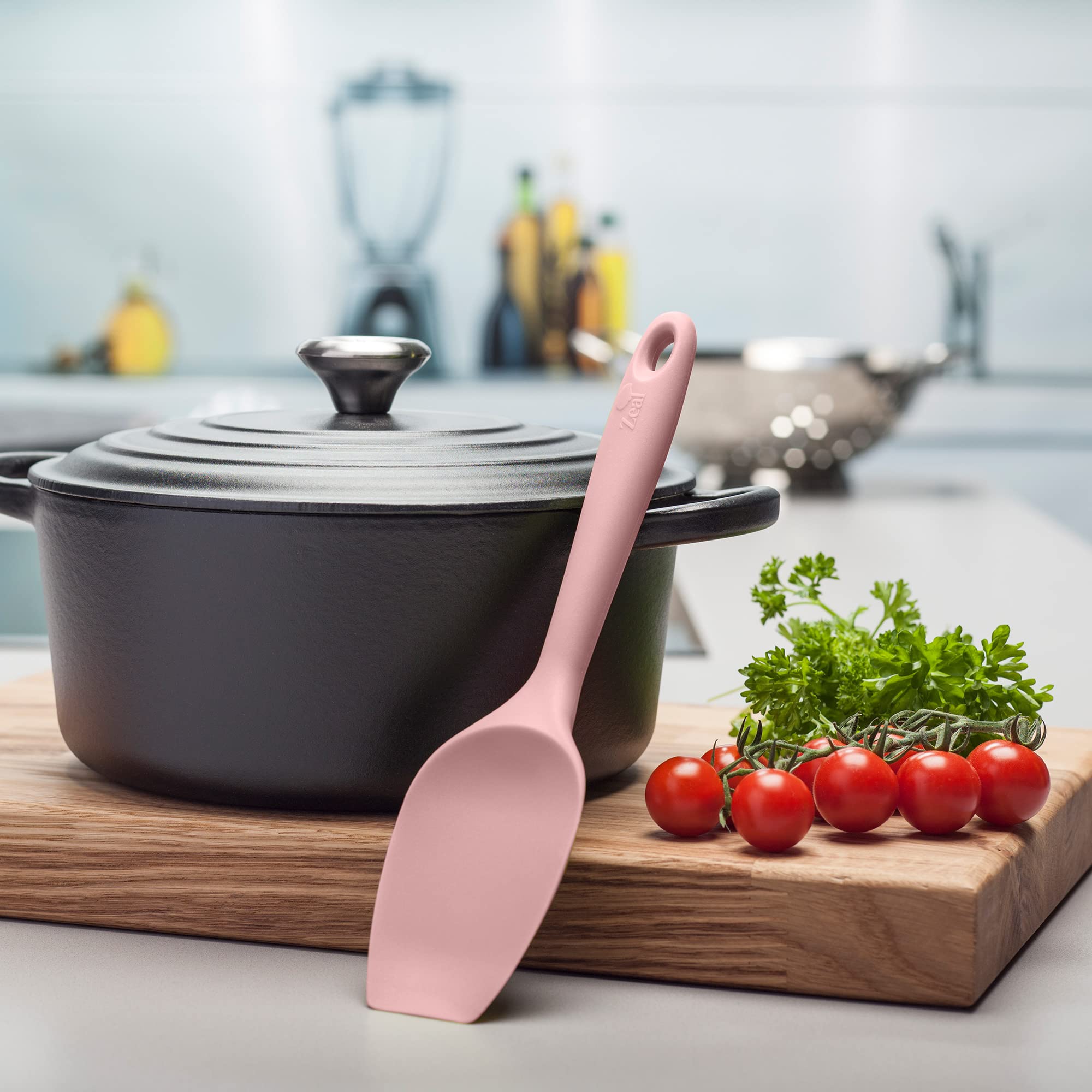 Zeal J220P Pfannenwender, Silikon, antihaftbeschichtet, flache Enden, flexibel, Rosa