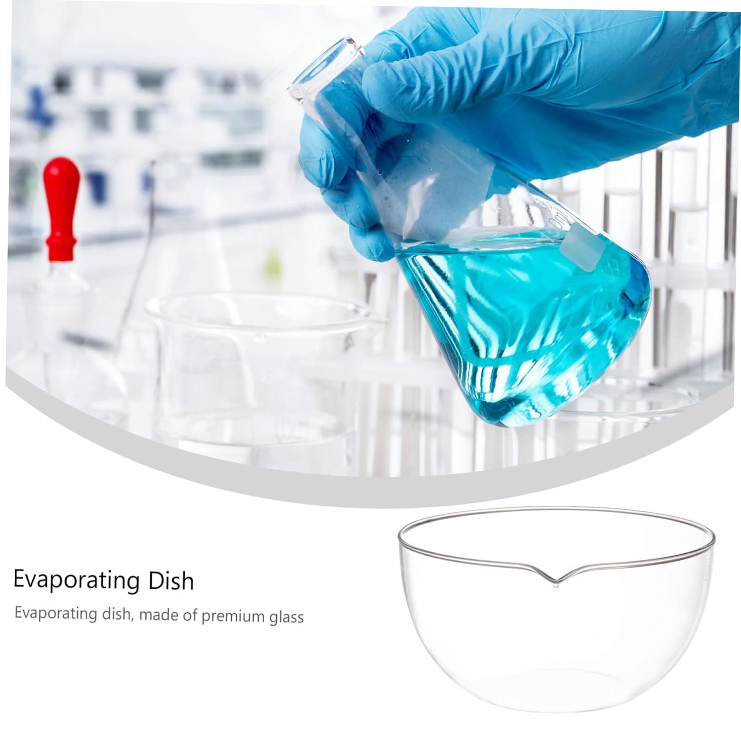 1pc Reusable Glass Evaporating Dish Flat Bottom Evaporating Basin for Laboratory Use Heat-Resistant Borosilicate Glass Spout for Clean Pouring and Concentrated