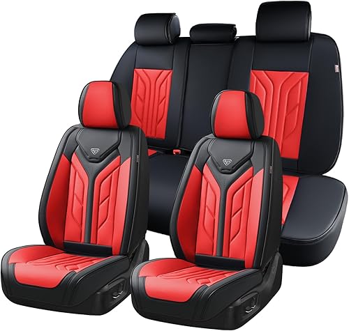 Vista 190 de Coverado Juego completo de fundas para asiento delantero y trasero para automóvil, cuero, impermeables, acojinadas, protectoras, ajuste universal