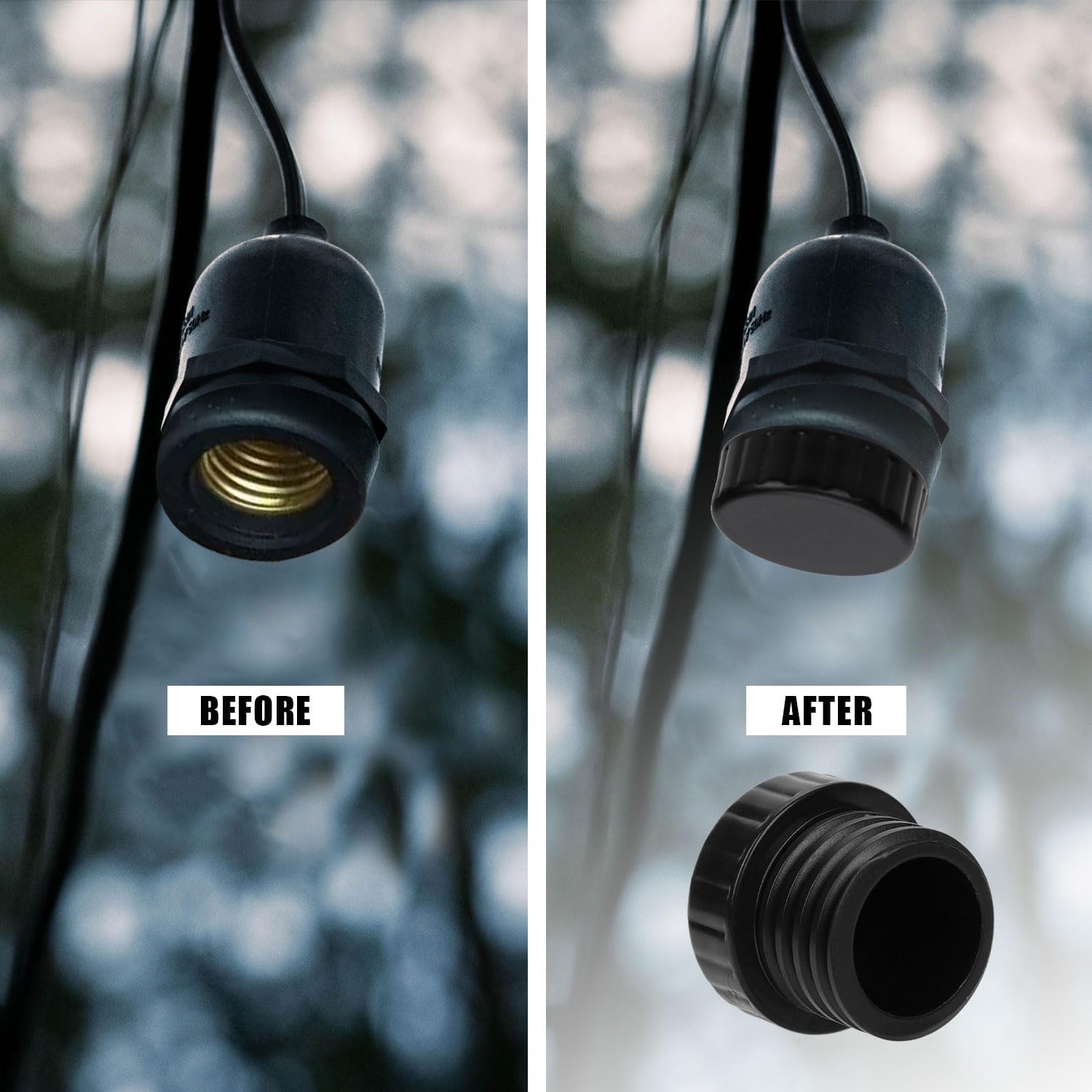 3pcs Light Socket Safety Caps Plugs for String Lights, ID 0.75" OD 1.02" Light Bulb Socket Cover Caps Light Socket Protective Caps for Recessed & Standard Light Sockets