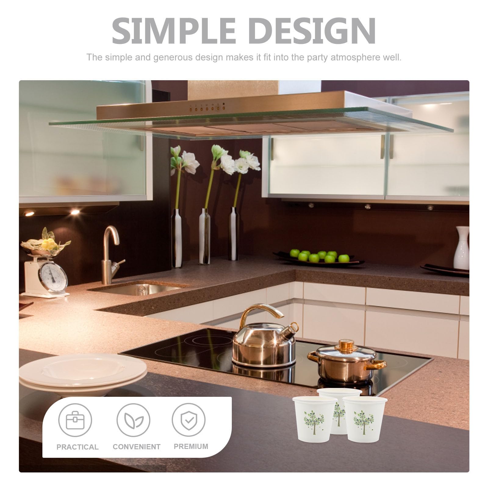 Abaodam 500 Vasos de Papel Desechables de 3 Oz Ligeros y Seguros para Bodas y Fiestas, Diseño Simple y Generoso, Capacidad de 60ml para Bebidas