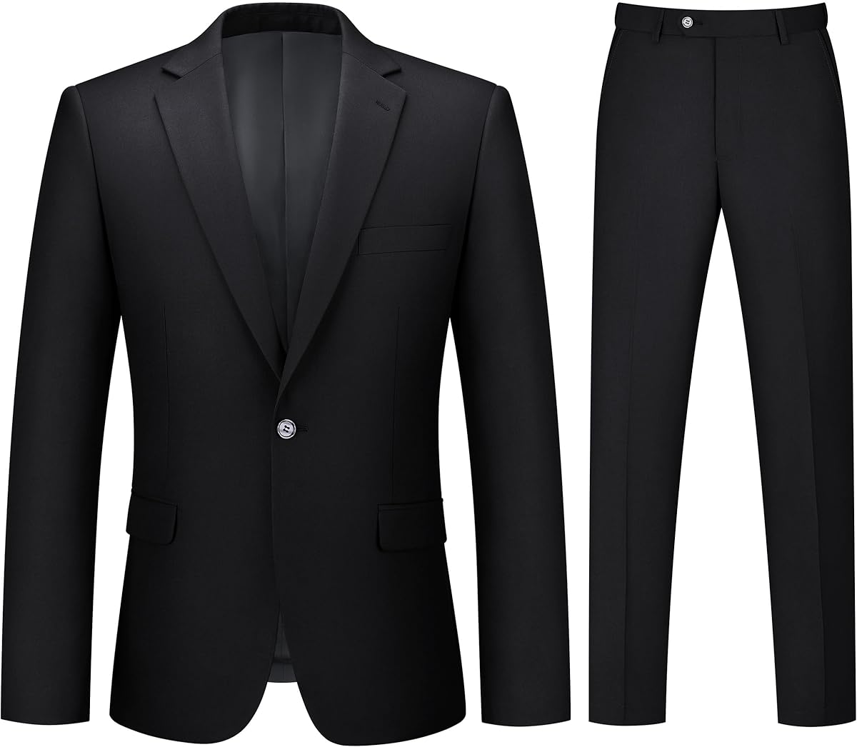 LORENZO BRUNO Mens Suit 2 Piece Suits for Men One Button Slim Fit Solid Jacket &amp; Pants Tuxedo Set Business Wedding Party