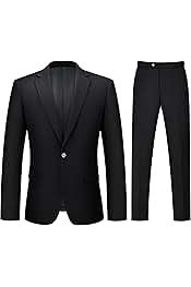 Mens Suit 2 Piece Suits for Men One Button Slim Fit Solid Jacket & Pants Tuxedo Set Business Wedding Party