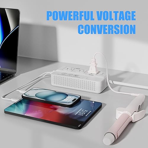 Miniatura 5 de Convertidor de voltaje de viaje de 220 V a 110 V Adaptador de enchufe de corriente universal internacional de EE. UU. a Europa - Transformador de
