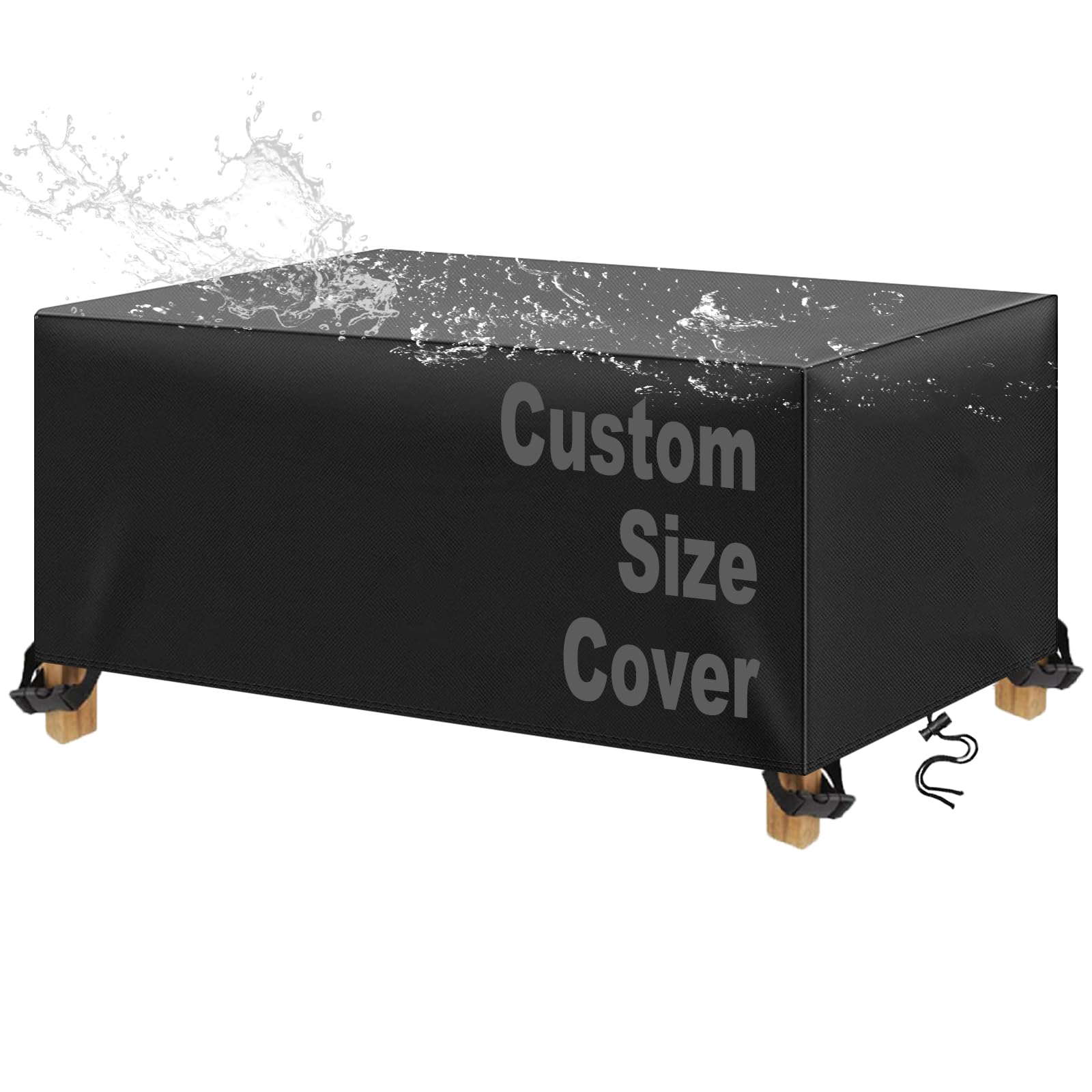 Custom Garden Furniture Covers Waterproof, Black Outdoor Table Covers, 420D Heavy Duty Anti-Tear Oxford fabric Windproof