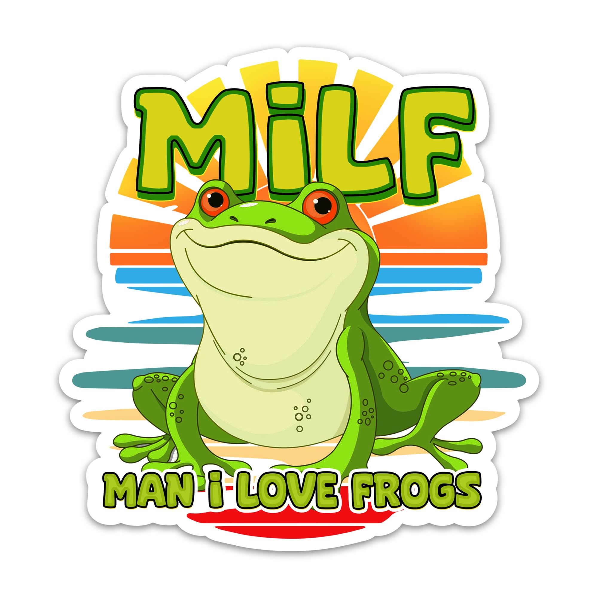 Calcomanía de ranas MILF de vinilo impermeable para decorar tu termo y laptop