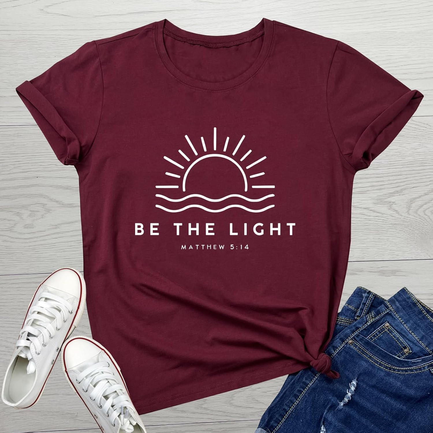 YITAN Women Cute Tops Be The Light Graphic Tee Shirts - Image 3