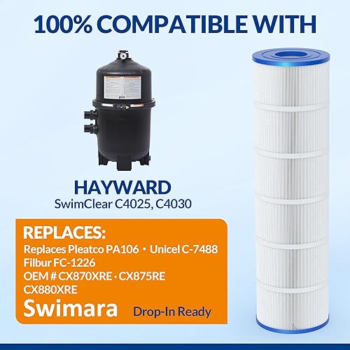 Miniatura 3 de Cartuchos de filtro de piscina C4030 actualizados (paquete de 4), compatibles con Hayward SwimClear C4020, C4025, C4030, tela resistente de 5 onzas