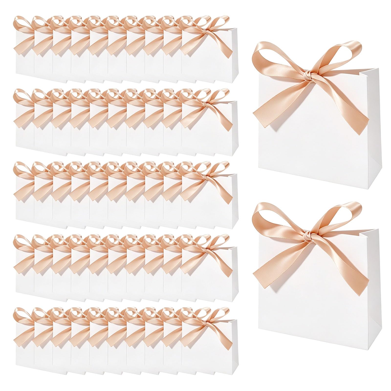 GLOBLELAND 50 Pcs White Paper Gift Bags 4.53x3.94x1.77 inch