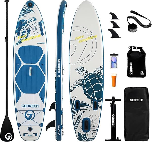 SUPボード スタンドアップパドルボード インフレータブル オールラウンド 超軽量 安定性 滑り止め 初心者向け ヨガ 釣り フルセットインフレータブルサーフ ボード 収納バッグ付き 持ち運び便利 耐荷重量205kg 幅81cm - 1