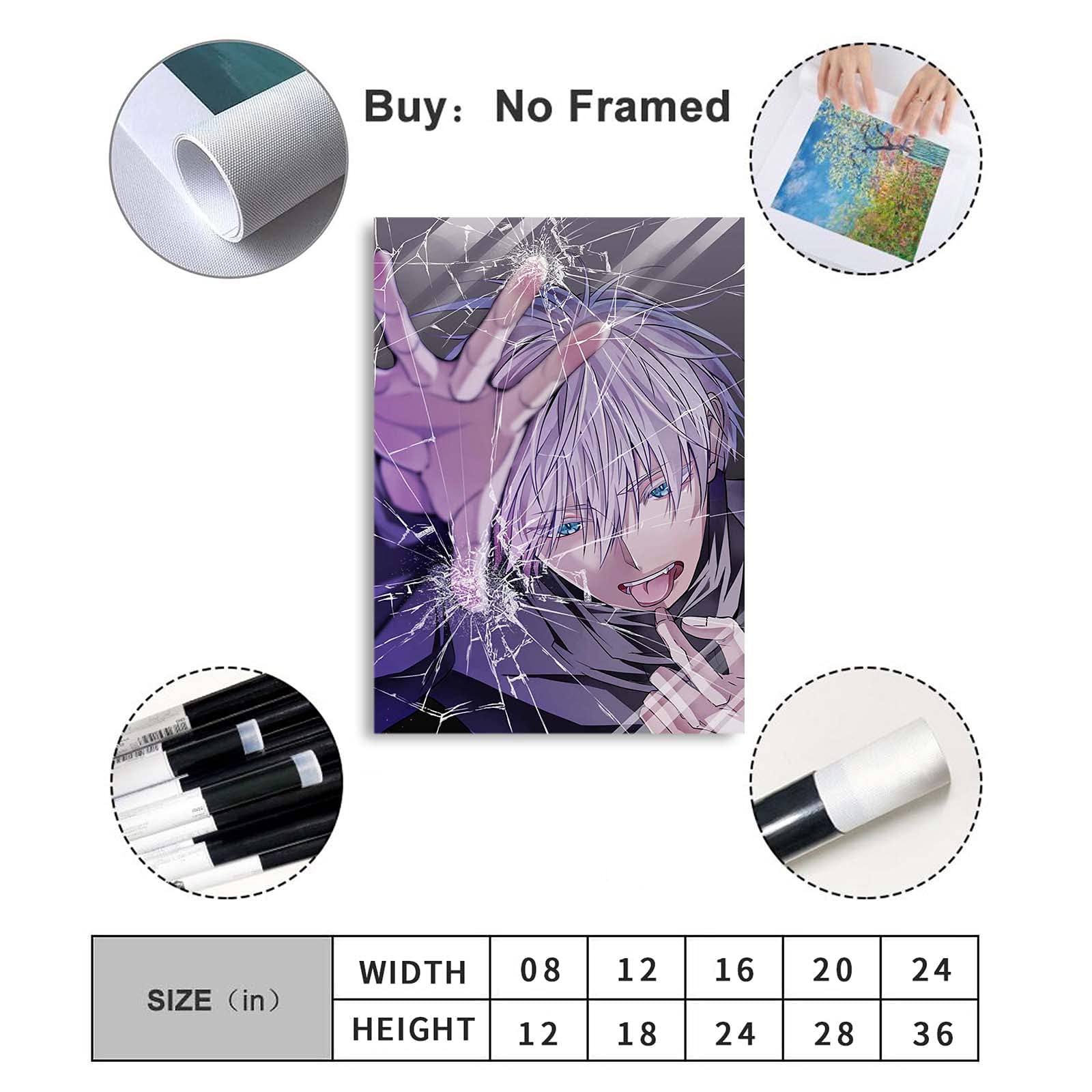 Amazon.co.jp: 五条悟アニメポスター、高精細壁画、呪術廻戦壁画