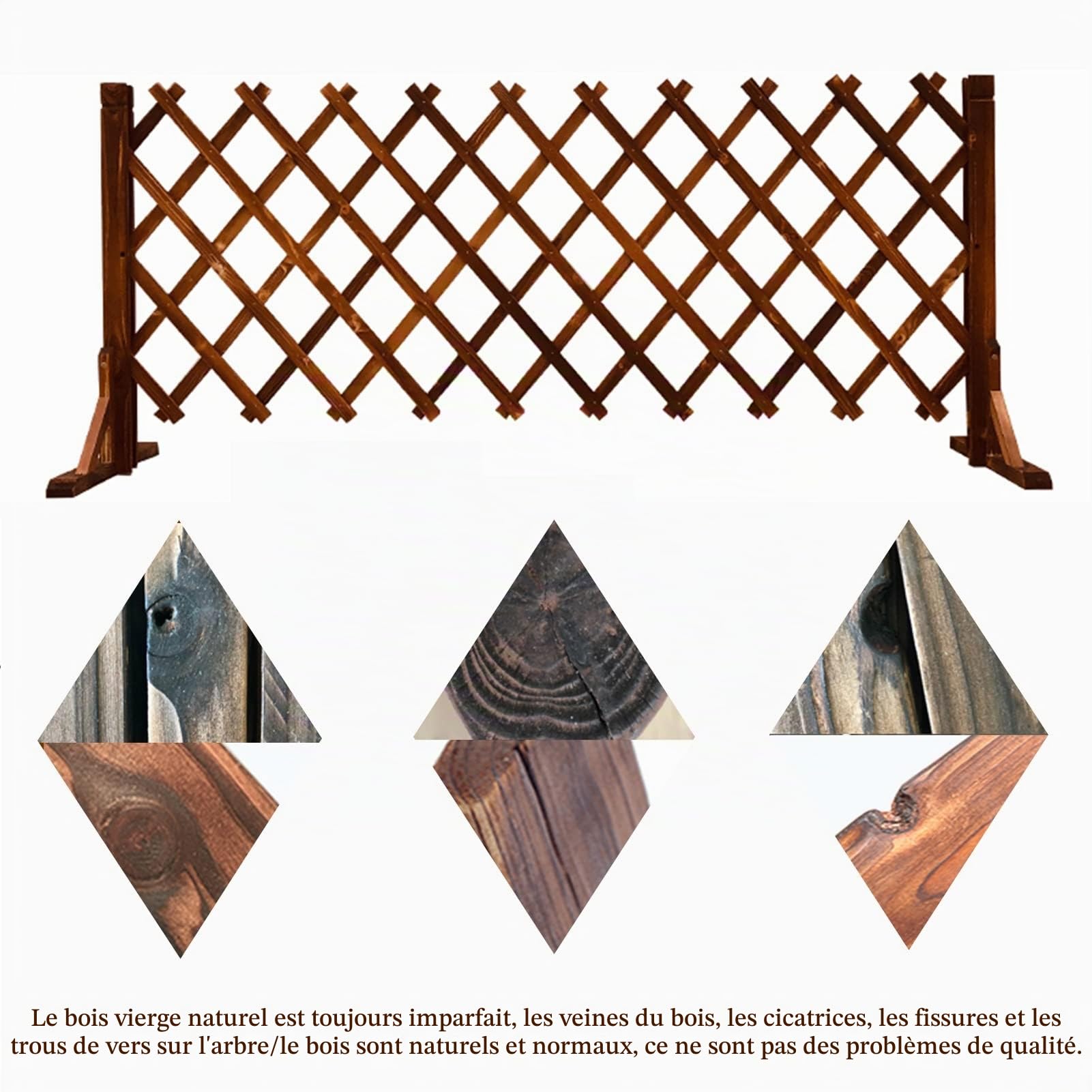 Clôture en Bois Extensible, Barrière en Treillis en Bois Autoportante, Haie Mobile et Pliable, Protection de la Sécurité des Animaux et des Propriétaires de Jardin