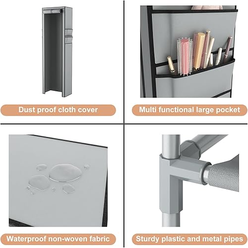 Miniatura 4 de VTRIN - Zapatero alto, organizador estrecho y vertical para armario o recibidor, 10 niveles, cubierta no tejida, contiene 20-22 pares de zapatos,