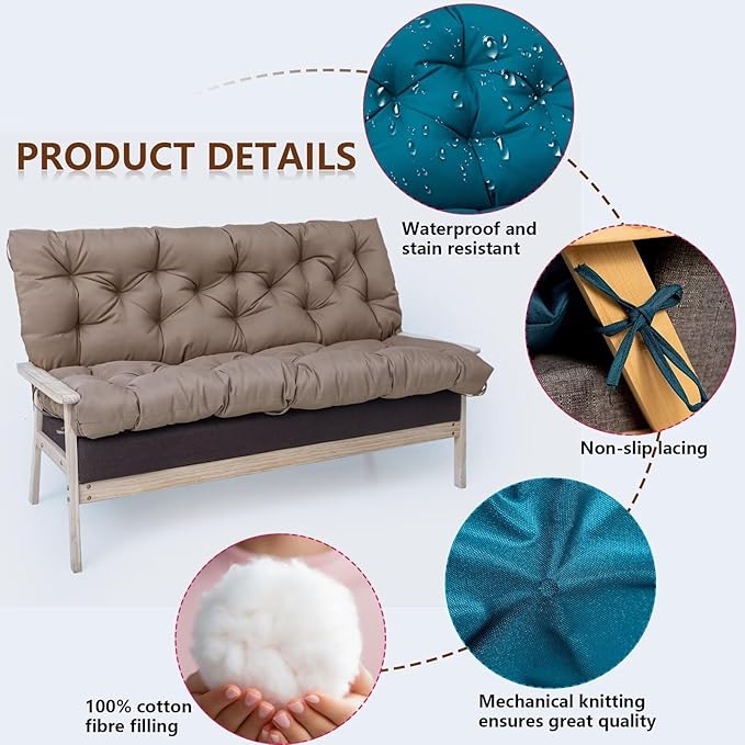 Introducing our high-quality waterproof cushion, perfect for adding comfort and style to your outdoor patio furniture. Made of waterproof polyester fabric and high-resilience PP cotton filling, this cushion offers excellent sitting support and a rebound effect. Not only is it soft and durable, but it is also non-fading and skin-friendly, making it ideal for creating a modern and stylish ambiance in your home or garden. With its thicken design, this swing cushion replacement offers unparalleled comfort and support for your lower back, hips, and sciatic nerve.