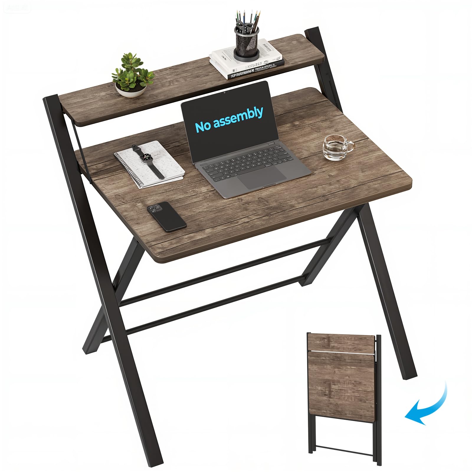 GreenForest Foldable Desk with Monitor Shelf — view 11