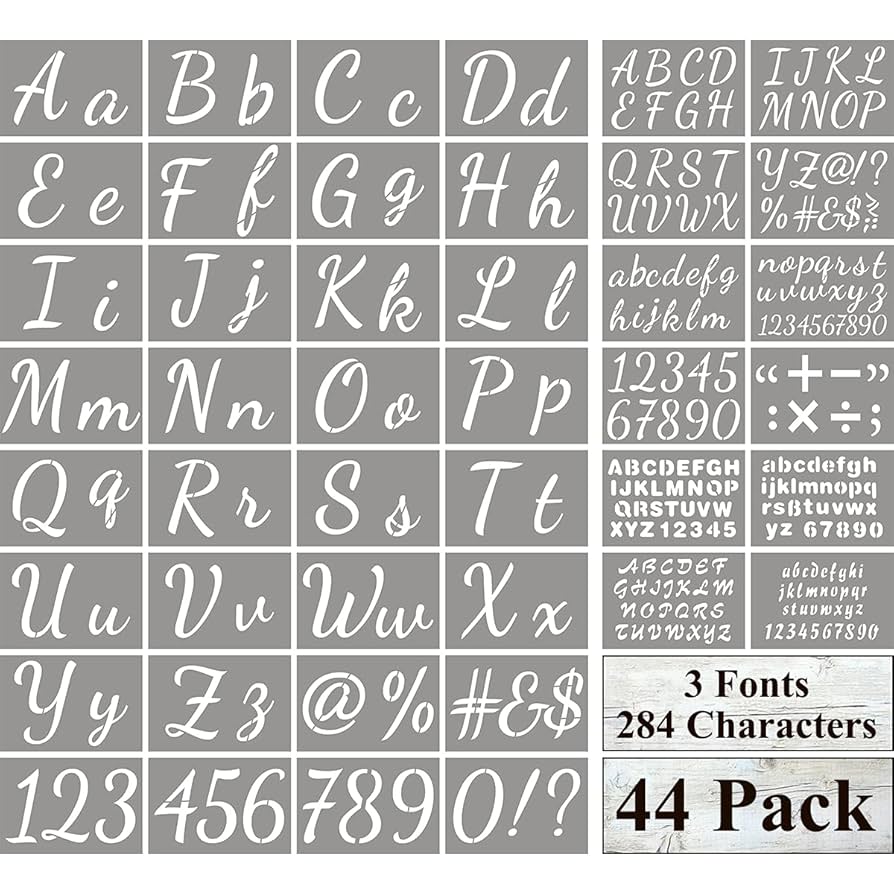 amazon-com-large-letter-stencils-for-painting-on-wood-44-pack-alphabet-letter-number-stencil-templates-with-signs-reusable-plastic-stencils-in-3-fonts-and-284-designs-for-chalkboard-fabric-wood for Free Printable Large Letter Stencils Amazon.com : Large Letter Stencils for Painting on Wood - 44 Pack Alphabet Letter Number Stencil Templates with Signs, Reusable Plastic Stencils in 3 Fonts and 284 Designs for Chalkboard Fabric Wood for Free Printable Large Letter Stencils