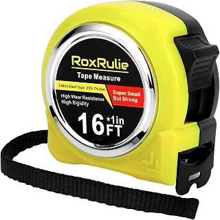 RoxRulie 16 FT Tape Measure with 1/8 Fractions - Compact 25mm Wide Blade, Easy Read, Rigid & Durable for Home DIY & Carpentry