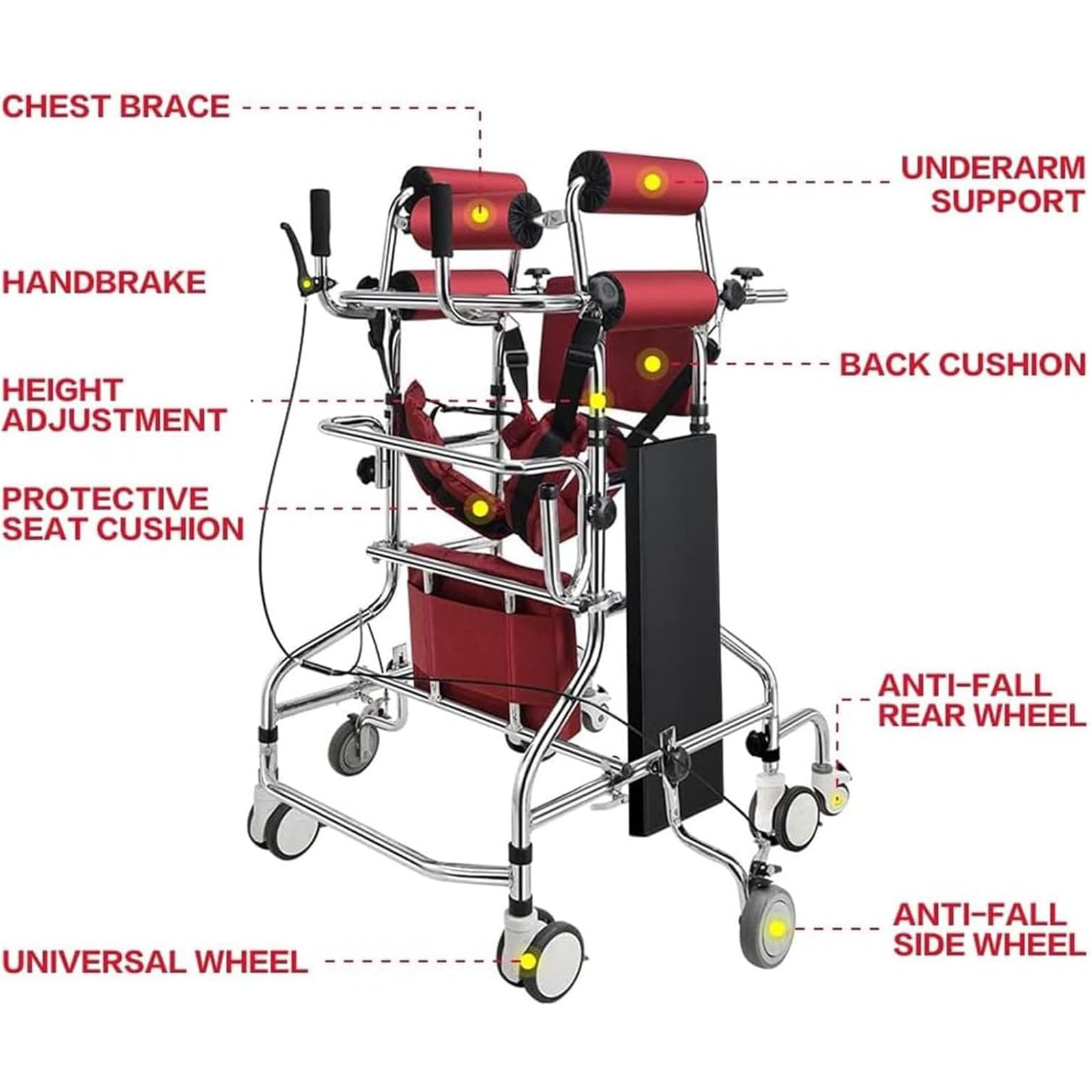 Rollator rehabilitacyjny z mózgowym porażeniem dziecięcym i niedowładem połowiczym Chodzik z hamulcem ręcznym Pomoce treningowe 8 kółek Chodzik dla osób starszych Rehabilitacja