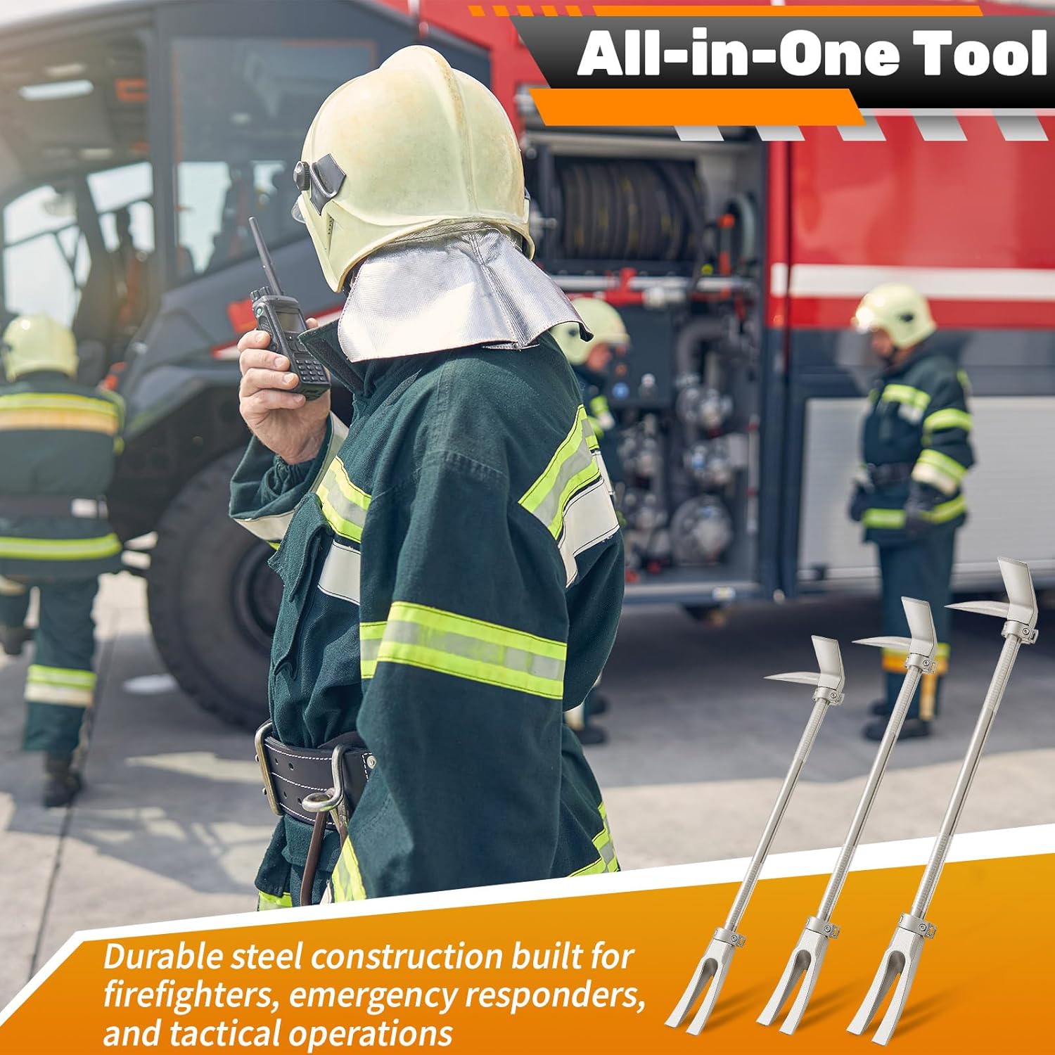 30 Inch Halligan Tool with Shoulder Straps, 45 Gauge Steel Forged Halligan Bar Breaching Demolition Tools, for Firefighters and Emergency