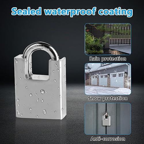 Miniatura 4 de Cerradura de cadena de seguridad de acero inoxidable resistente de 40 pulgadas, cadena y cerradura de 0.197 in x 3.3 ft, cerraduras de piñón con