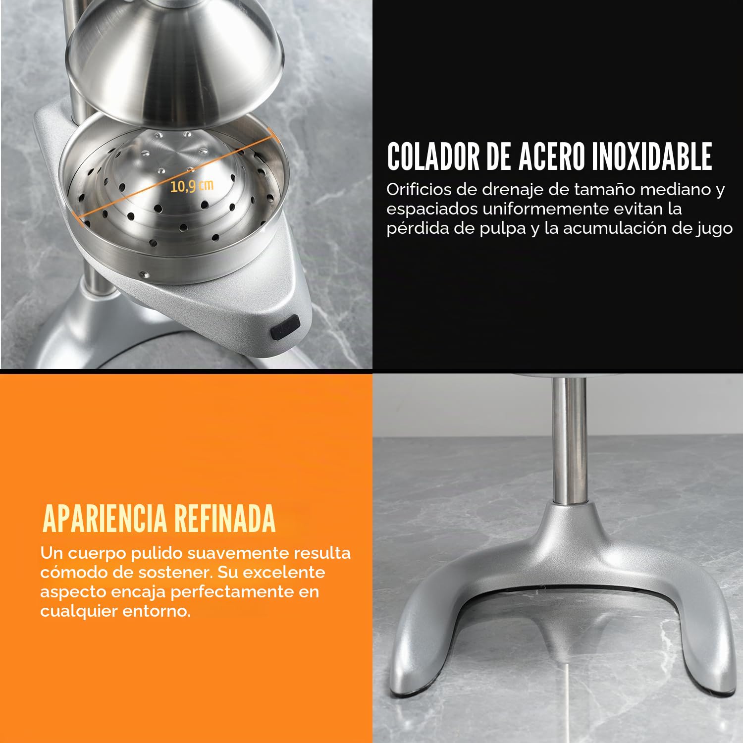 Sopito Esprimidores Manual, Exprimidor Limon acero Inoxidable, Lemon Squeezer para Naranjas, Limones, Granada, Pomelos, Plateado