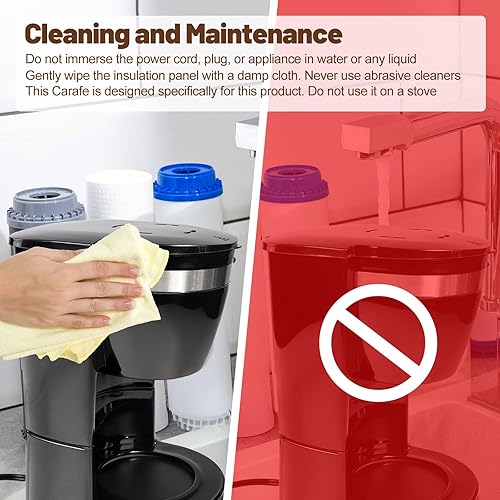 Miniatura 9 de Cafetera de goteo de 10 tazas, cafetera antigoteo de un solo toque con jarra de filtro reutilizable, para mantener el calor, cuchara, cafetera,