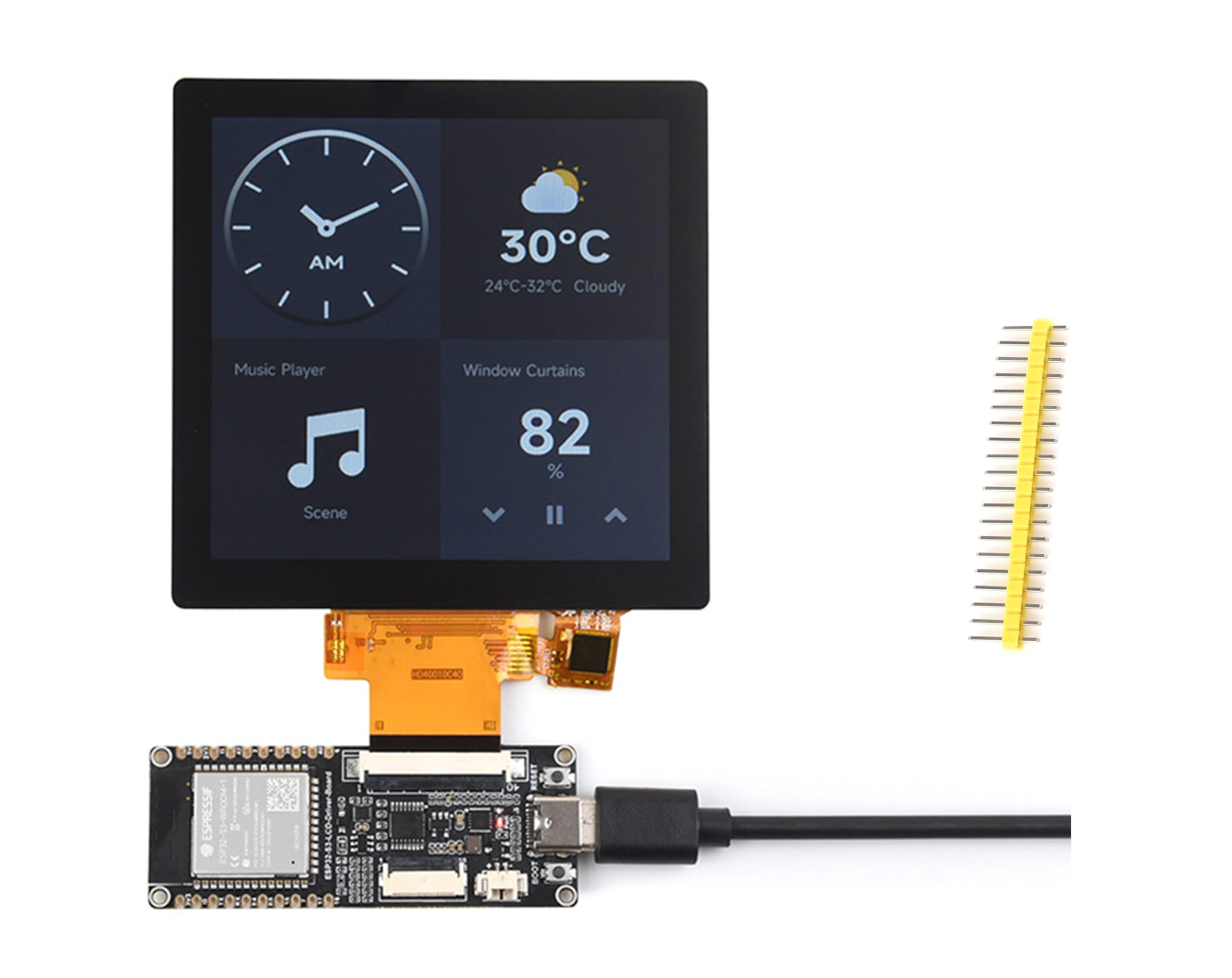 WonrabaiESP32-S3 RGB LCD Driver Board with 4inch TFT Display 480×480 Pixels, ESP32-S3-WROOM-1-N8R8 Module 32-bit 240MHz LX7 Dual-Core Processor, 8MB PSRAM and Flash, Support W-i-F-i & Blue Too-th
