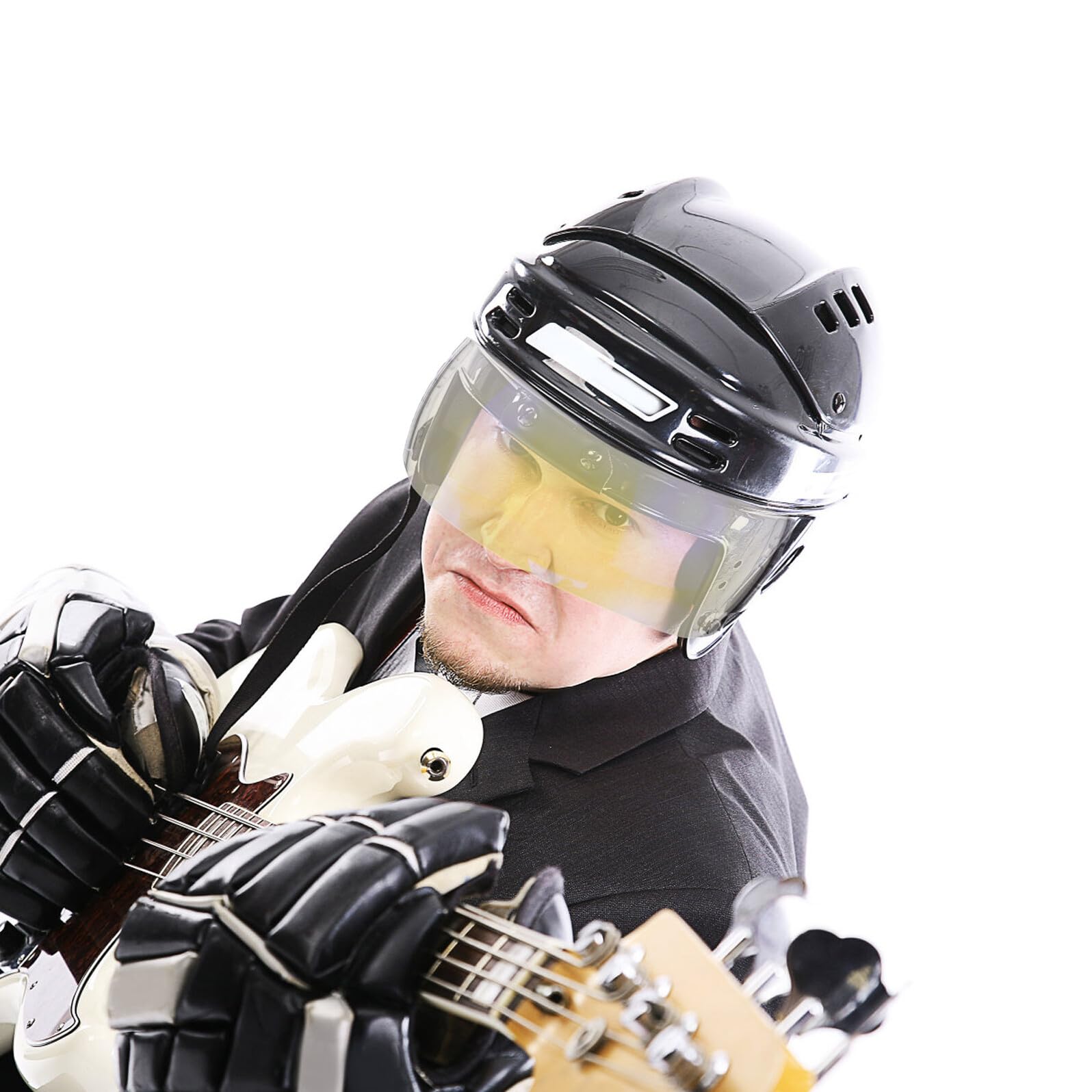 Toyvian Visera de Casco de Hockey sobre Hielo Antivaho Azul, Pantalla Curva de Policarbonato Antirayaduras, Visera de Media Pantalla para Adultos y Jóvenes, Protección Facial Deportiva