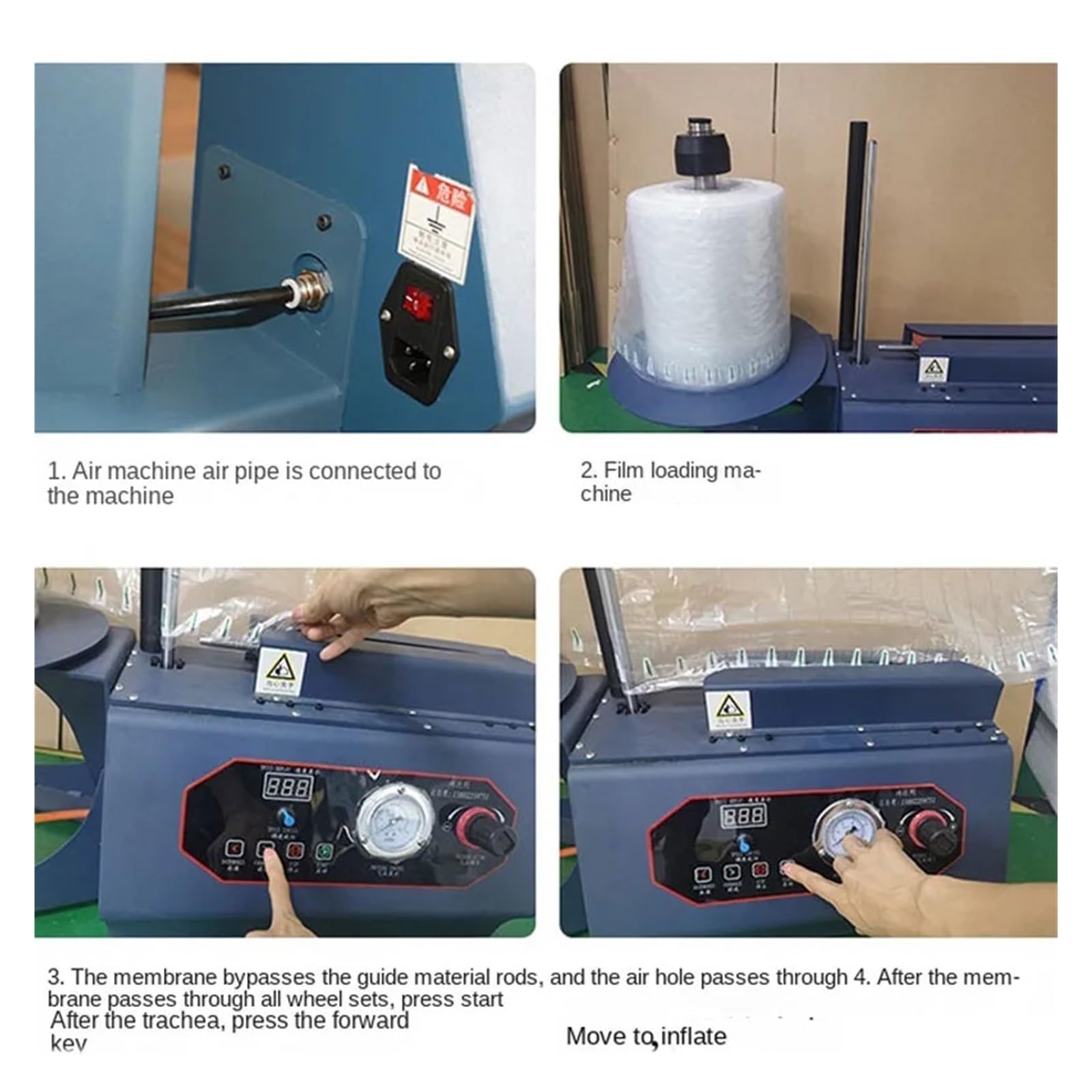 Express Antikollisionsverpackungsmaterial Luftpolsterfolie Automatischer Luftkissenbeutel-Aufbläser Verpackungsluftkissenmaschine Luftkissen Hoher Satz
