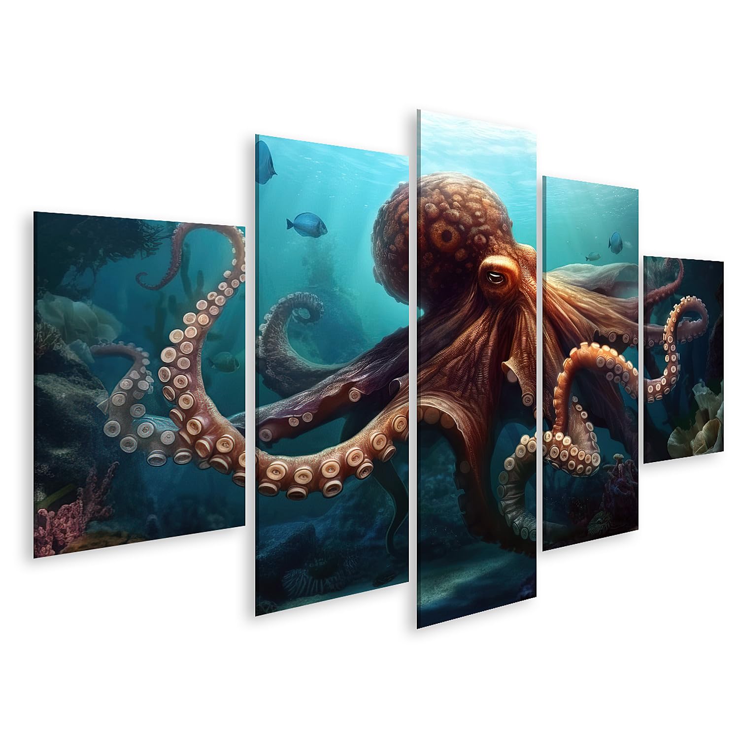 islandburner Quadro su tela Polpo gigante che nuota sotto l'acqua Animali subacquei KI JAXL Quadri Stampe Immagini Murale Decorazione da parete