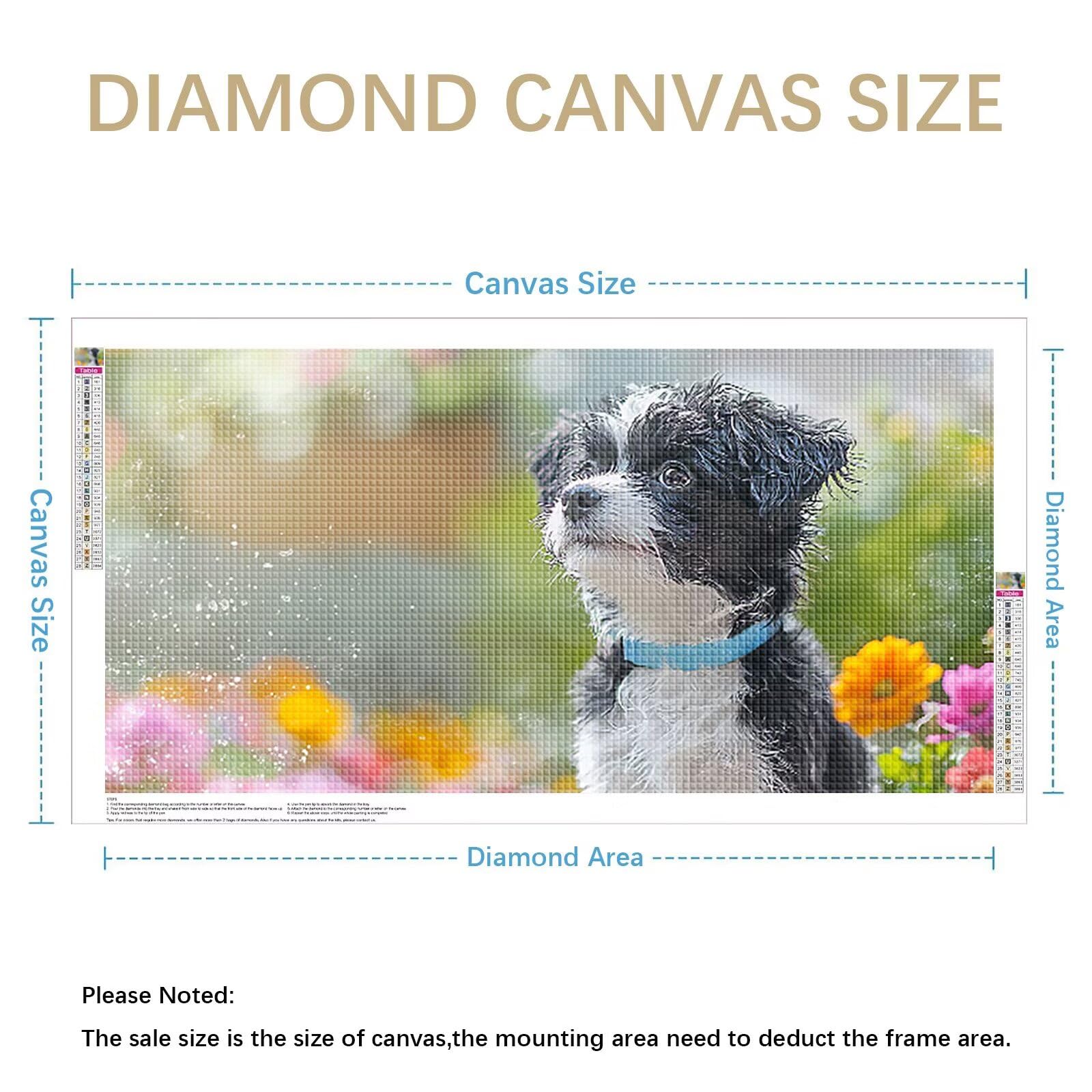 Diamond Painting Adultos Animal Pintura Diamante, Perro Diamond Painting 5D Completo, DIY Cuadrado Bordado Punto de Cruz Cuadros de Diamantes Kit para Decoracion Hogar, Regalo Mujer 160x80cm 0J-646