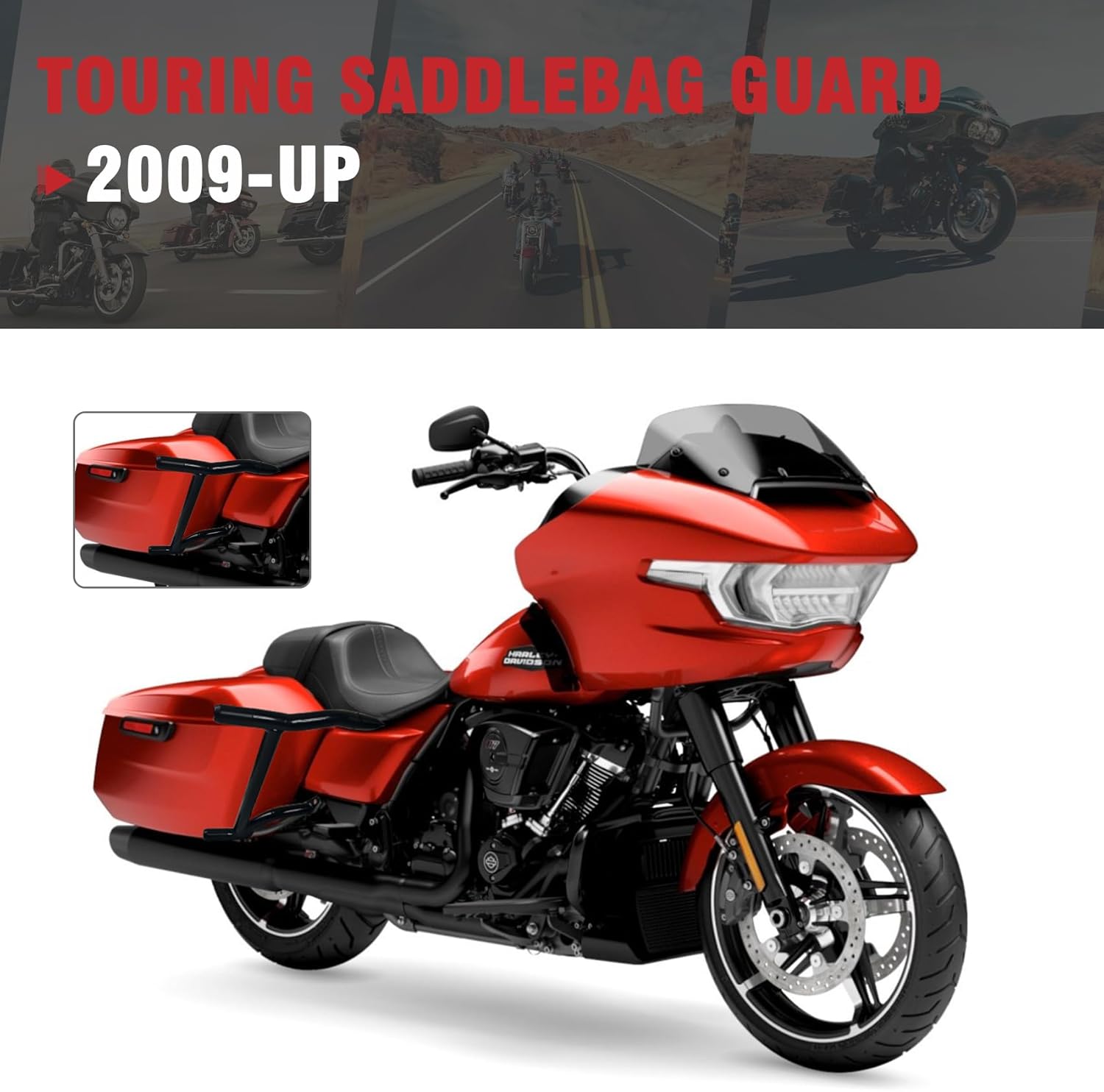 Saddle Bag Guards Crash Bars Compatible with Harley Touring Street Glide Road King Electra/Ultra(2009-2025)