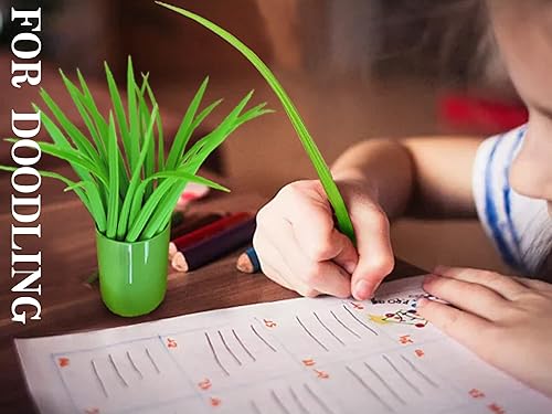 Miniatura 6 de Youdepot - Bolígrafos de escritura, suministros escolares, bolígrafos de hoja verde con hoja de hierba, bolígrafo neutro con tapa y soporte para