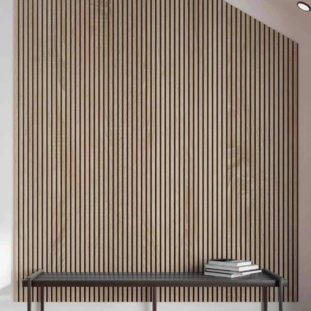 Panneaux acoustiques en chêne clair Sonoma, 278 cm de hauteur, 60 cm de largeur, 9 mm d'épaisseur, roulés