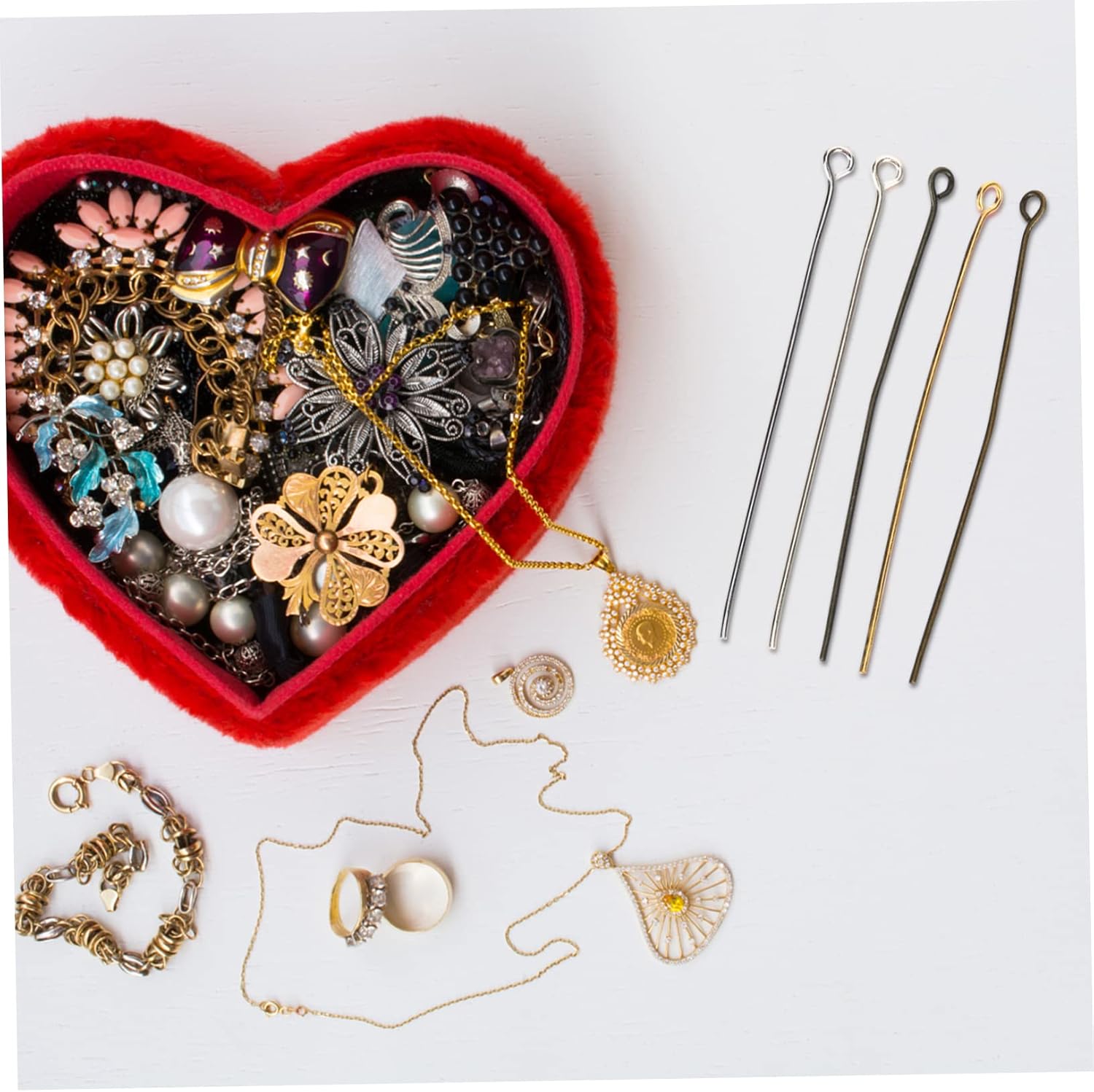 500Pcs Head Pins with for Jewelry Making Mixed Color Metal Eye Pins for Earring Bracelet and Pendant Crafting Easy to Use DIY Jewelry Supplies