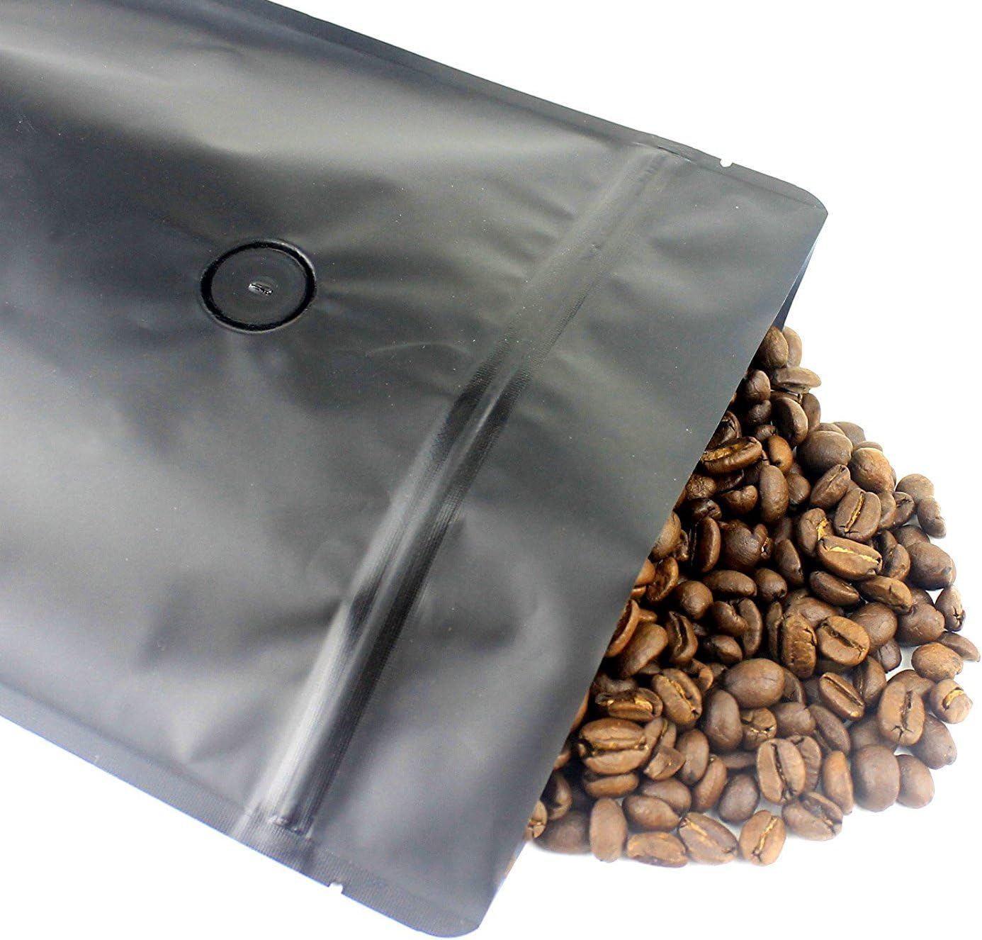 AwePackage High Barrier 12 oz Foil Stand up Zipper Pouch Coffee Bag with Valve (Matte Black, 100)