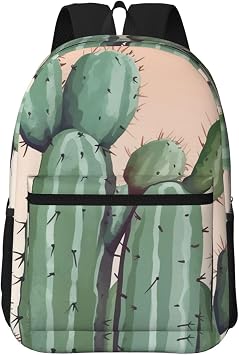 Watercolor Green Cactus Travel Backpack for Women Men 15.6 inch Laptop Backpack Waterproof Work Business Daypack